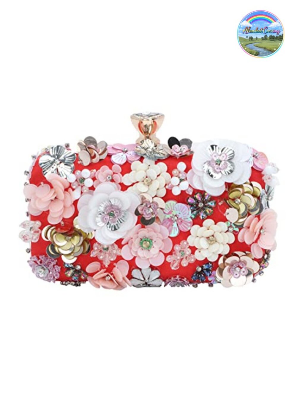 3D Flower Evening Clutch with Chain Strap Wristlet Convertible Shoulder Bag